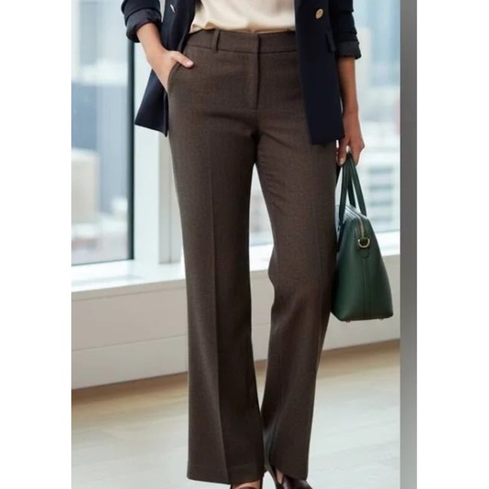 Rafaella Brown 100% Wool Pleated High Rise Straight Leg Dress Pants Womens 16